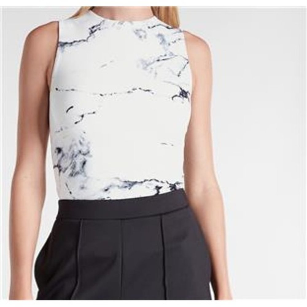 Express Marble Body Contour High Neck Tank Top S